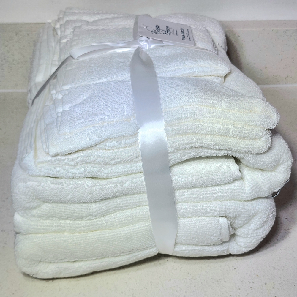 Luxury White 6 Pc Towel Set New With Tags - Picture 6 of 8